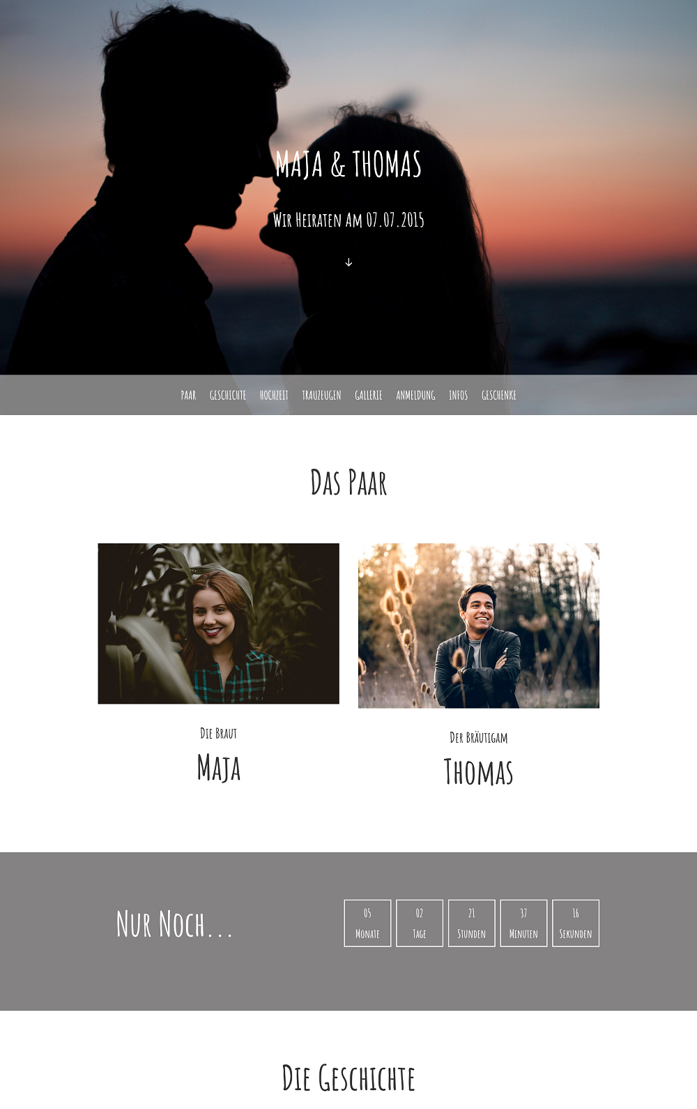 wir heiraten homepage design